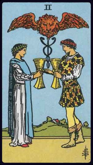 Two of Cups in the LuciellaES Rider–Waite–Smith deck