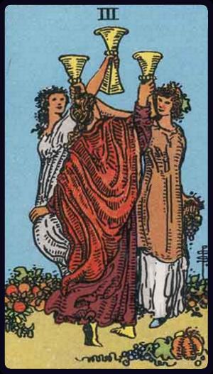Three of Cups in the LuciellaES Rider–Waite–Smith deck