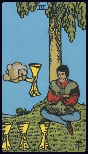 Four of Cups in the LuciellaES Rider–Waite–Smith deck