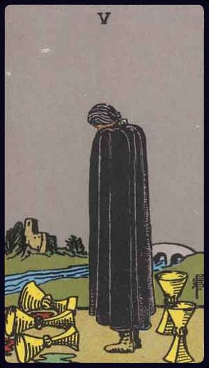 Five of Cups in the LuciellaES Rider–Waite–Smith deck