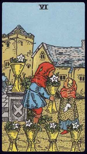 Six of Cups in the LuciellaES Rider–Waite–Smith deck