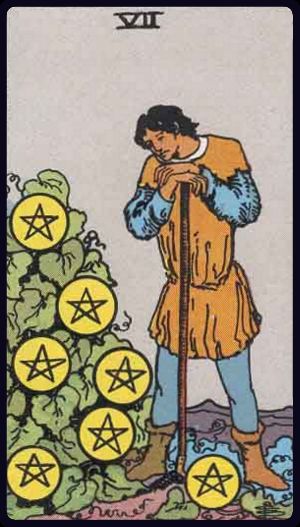 Seven of Pentacles in the LuciellaES Rider–Waite–Smith deck
