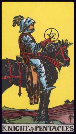 Knight of Pentacles in the LuciellaES Rider–Waite–Smith deck