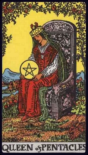 Queen of Pentacles in the LuciellaES Rider–Waite–Smith deck