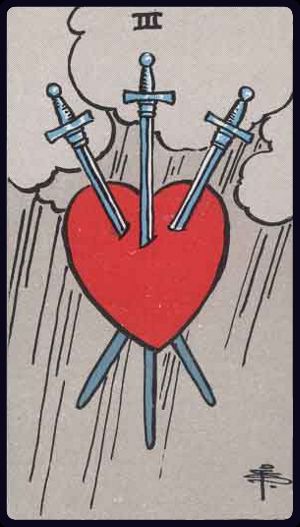 Three of Swords in the LuciellaES Rider–Waite–Smith deck