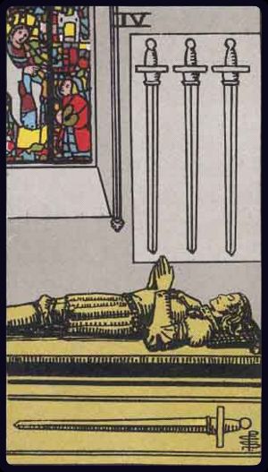 Four of Swords in the LuciellaES Rider–Waite–Smith deck
