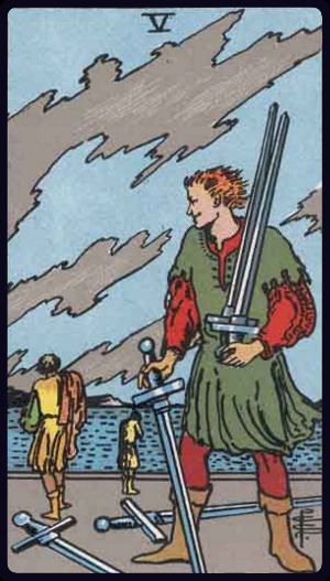 Five of Swords in the LuciellaES Rider–Waite–Smith deck