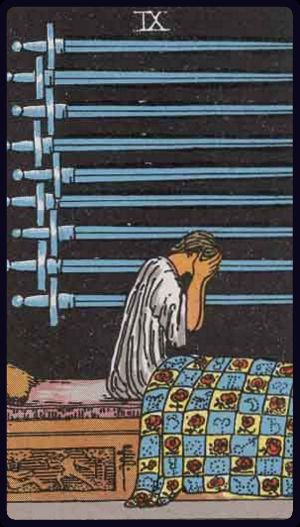 Nine of Swords in the LuciellaES Rider–Waite–Smith deck
