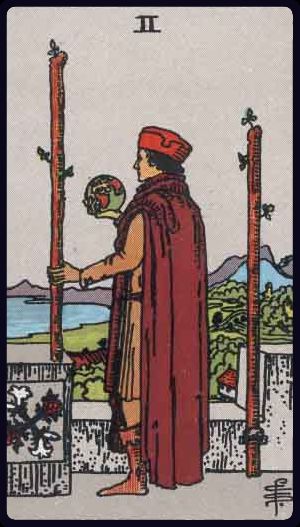 Two of Wands in the LuciellaES Rider–Waite–Smith deck