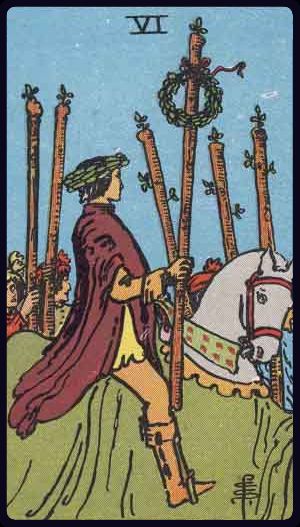 Six of Wands in the LuciellaES Rider–Waite–Smith deck