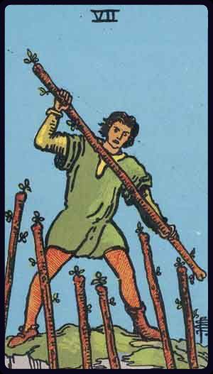 Seven of Wands in the LuciellaES Rider–Waite–Smith deck
