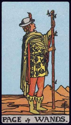 Page of Wands in the LuciellaES Rider–Waite–Smith deck