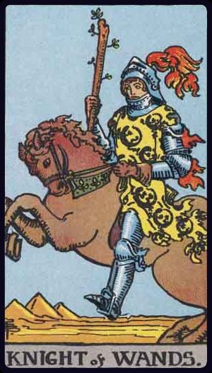 Knight of Wands in the LuciellaES Rider–Waite–Smith deck